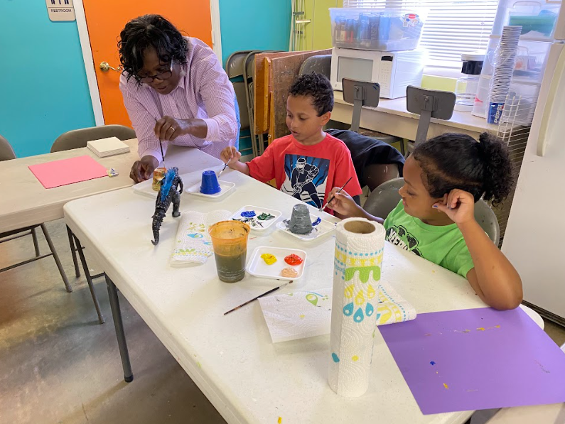 Teacher demonstration at summer camp.