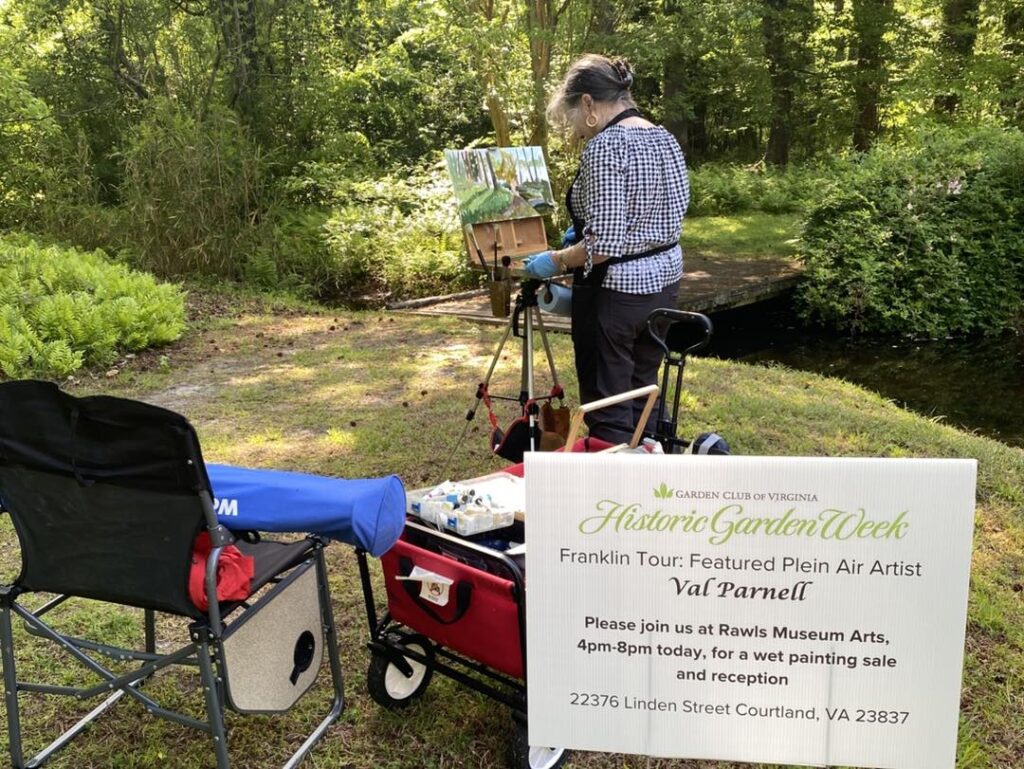 Plein Air artist featured at Historic Garden Week in Franklin, VA.